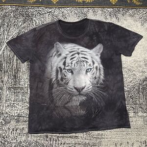2 Hollis White Tiger Graphic Tee - Black/Grey with Blue Eyes